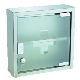 ΦΑΡΜΑΚΕΙΟ ΙΝΟΧ ΜΕ ΓΥΑΛΙΝΗ ΠΟΡΤΑ 30X40X12ΕΚ